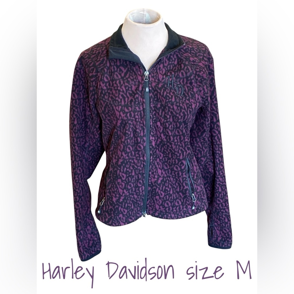 Harley-Davidson Purple Leopard-Print Zip-Up Utility Jacket